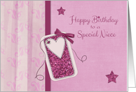 Magenta Sparkle Tag, Special Niece, Birthday Greeting card