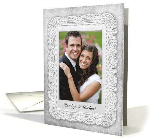 Vintage Lace and Damask, Gray, Thank You Photo card (1232784)