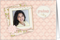 Peach Quatrefoil, Scrapbook Style Graduation Photo Card