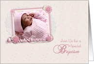 Pink and Cream Scrap Style Baptism Photo Invitation card