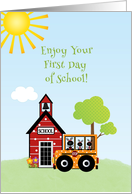 School and Bus, Ladybugs, First Day of School card