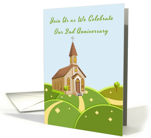 Church, Rolling Green Hills, 2nd Anniversary Invitation card (1249902)