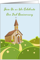 Church, Rolling Green Hills, 2nd Anniversary Invitation card