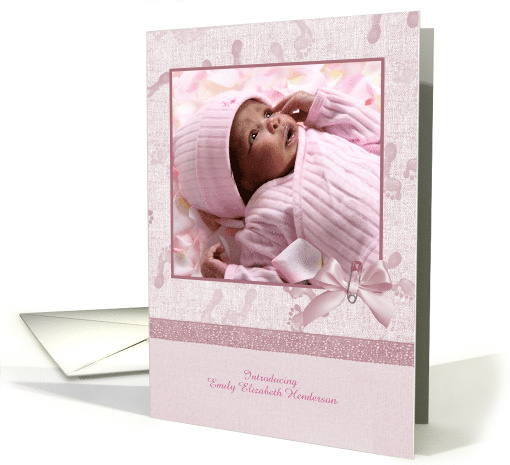 Tiny Footprints, Mauve, Baby Photo Announcement card (1264468)