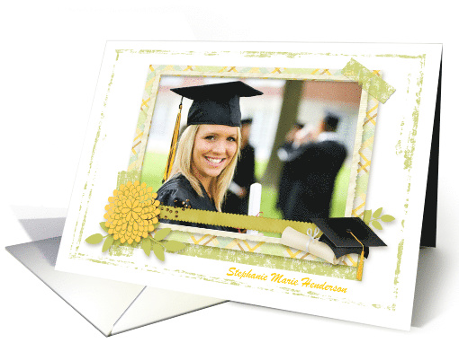 Yellow Flower Scrapbook Style Graduation Custom Photo card (1271220)
