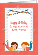 Young Girls, Best Friend Birthday card