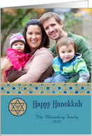 Happy Hanukkah, Blue, Photo Card
