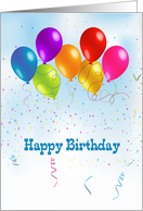 Happy Birthday, Colorful Balloons, Confetti, Streamers card