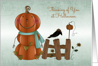 Autumn Pumpkin, Black Crow, Thinking of You at Halloween card