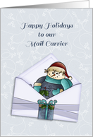 Snowman in Envelope, Happy Holidays to Mail Carrier card