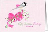 Bird on Candy Cane, Christmas Birthday, Customize card