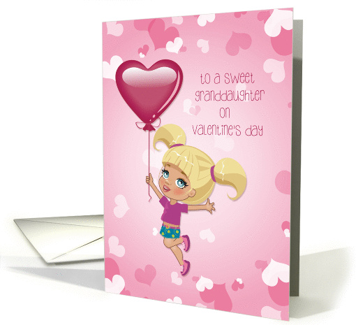 Valentine for Granddaughter, Blond Girl, Balloon card (1350390)