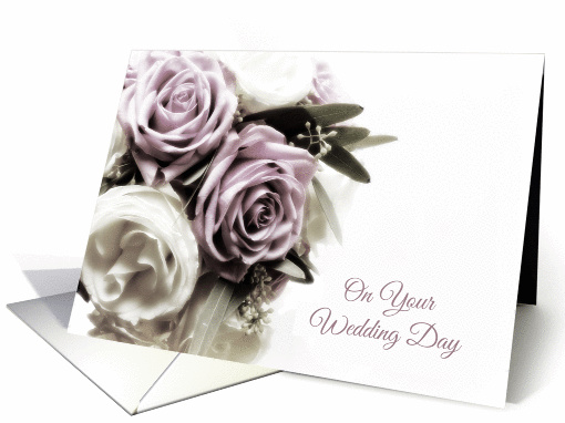 Soft Lilac Rose Bouquet, Wedding Congratulations card (1352880)