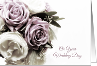 Soft Lilac Rose Bouquet, Wedding Congratulations card