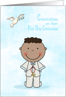 First Communion, Dark-skinned Boy, Congratulations card