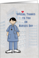 Nurses Day, Male Nurse, Hospital Building card