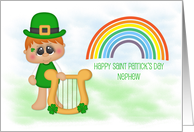 Little Boy with Harp, Rainbow, Saint Patrick’s Day Nephew card