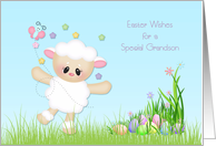 Sweet Lamb, Easter Eggs, Happy Easter Grandson card