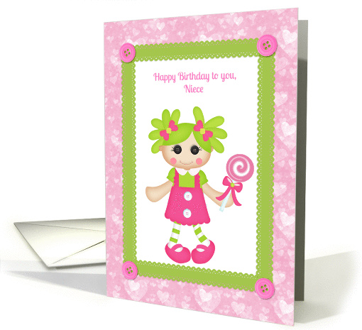 Sweet Girl, Buttons, Lace, Happy Birthday Niece card (1361596)