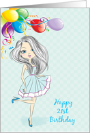 Fashionable Girl, 21st Birthday card