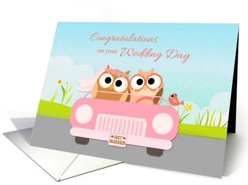 Bride and Groom Owls, Congratulations on Wedding Day card (1365564)