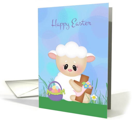 Happy Easter, Lamb with Cross card (1366140)