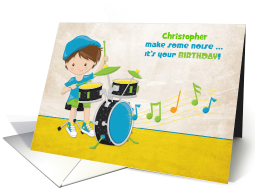 Birthday Boy, Drummer, Music, Customize Name card (1367454)