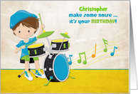 Birthday Boy, Drummer, Music, Customize Name card