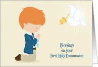 First Communion, Red Haired Boy, Praying card