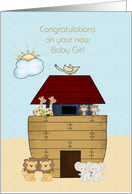 Noah’s Ark, Baby Girl Congratulations card