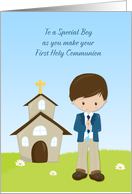 Communion, Brown Haired Boy, Church card