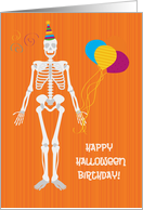 Halloween Birthday with Skeleton and Balloons card
