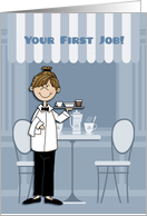 Congratulations, First Job, Food Service, Young Woman card