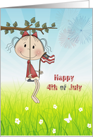 4th of July For Kids, Little Girl on Swing, Outdoors card