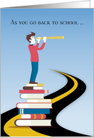 Back to School, Young Man, Books, Road card