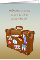 Bon Voyage, Studying Abroad, Suitcase with Travel Stickers card