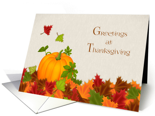 Autumn Leaves and Pumpkin, Thanksgiving card (1392440)