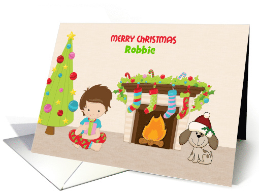 Christmas Morning, Customize Name for Boy card (1393826)