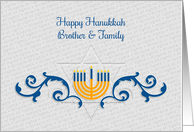 Happy Hanukkah, Brother & Family, Menorah with Star of David card