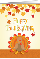 Thanksgiving Turkey with Autumn Leaves card