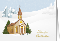 Winter Church and Village, Christmas Blessings card