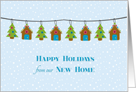 House and Christmas Tree Bunting, From New Home card