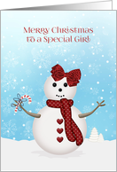 Merry Christmas Snowgirl for a Special Girl card