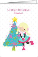 Sweet Girl, Colorful Christmas Tree, Customize card