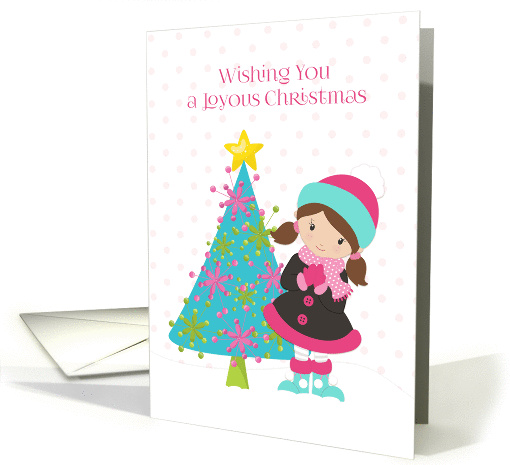 Sweet Brunette Girl, Joyous Christmas card (1407150)