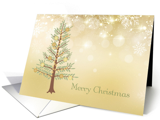 Christmas Tree on Gold with Snowflakes card (1412044)