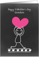 Stick Figure with Heart, Valentine for Grandson card
