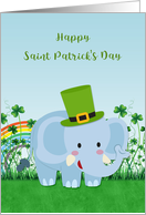 St. Patrick’s Day with Elephant, Clover and Rainbow card