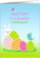Easter Bunny with Colorful Eggs and Bird, Customize card