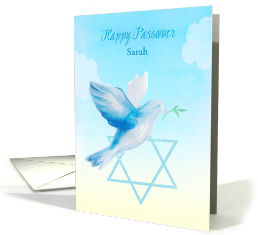 Passover Dove with Branch and Star of David, Customize card (1423422)